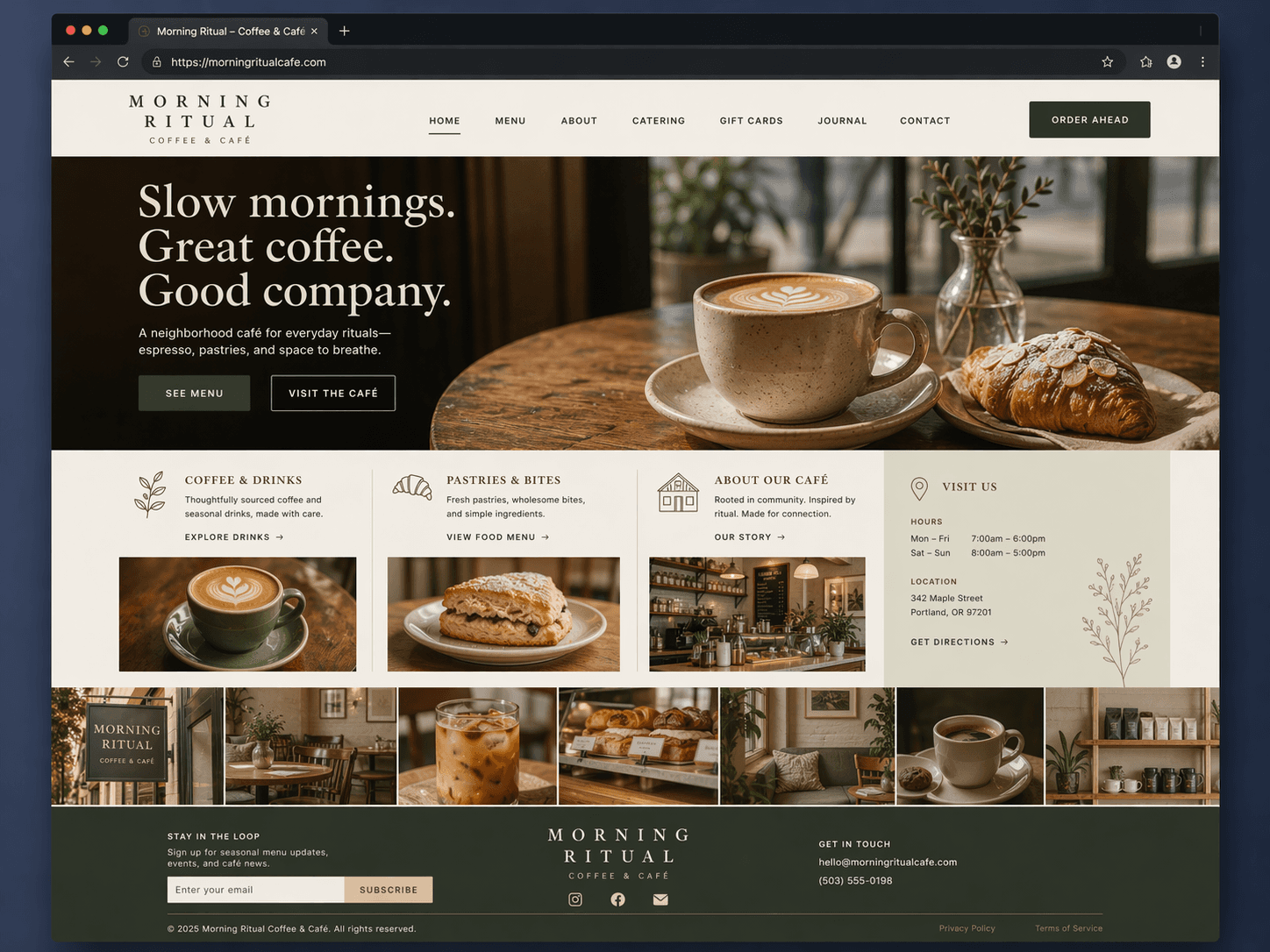 Morning Ritual café website preview